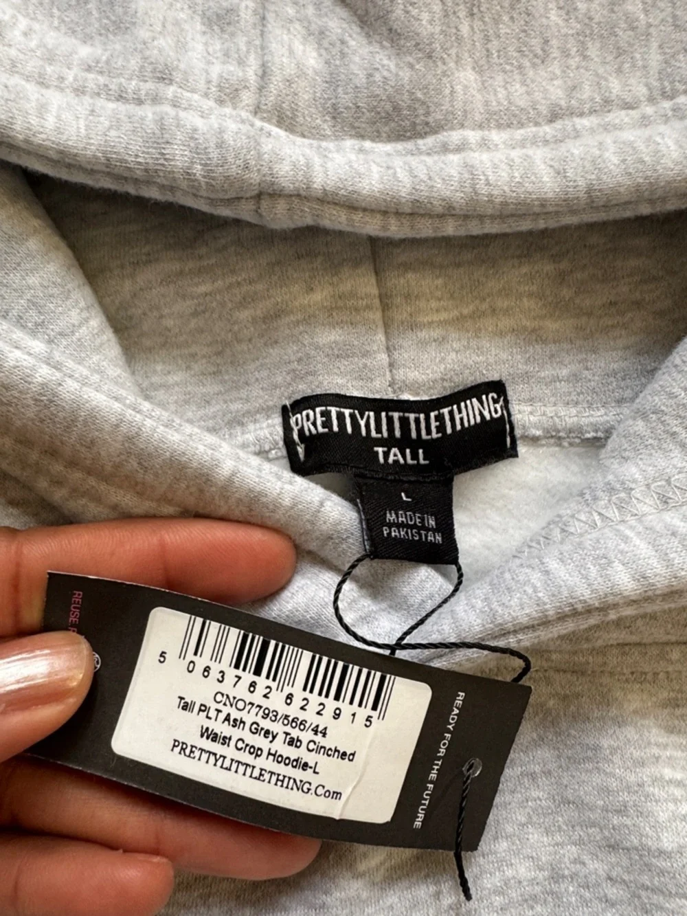 Light Gray Hoodie from Pretty Little Things ✨ size L Tall - Picture 3 of 11